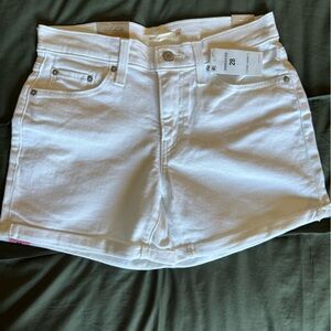 Levi's White Jean Shorts with Cuffed Hem